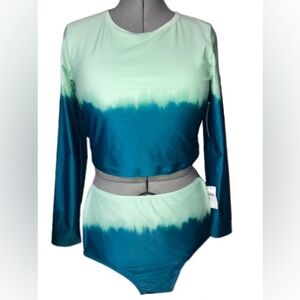 NWT Old Navy Rash guard/high waist bikini bottom, wmns sz lg/med